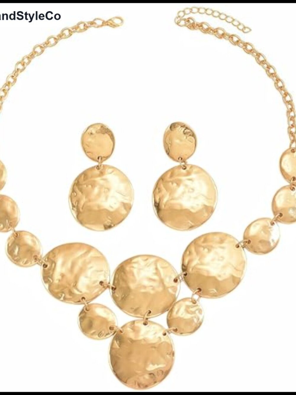 Chunky Gold Necklace Set Asymmetrical Geometric Women's Bold 14K Gold Plated